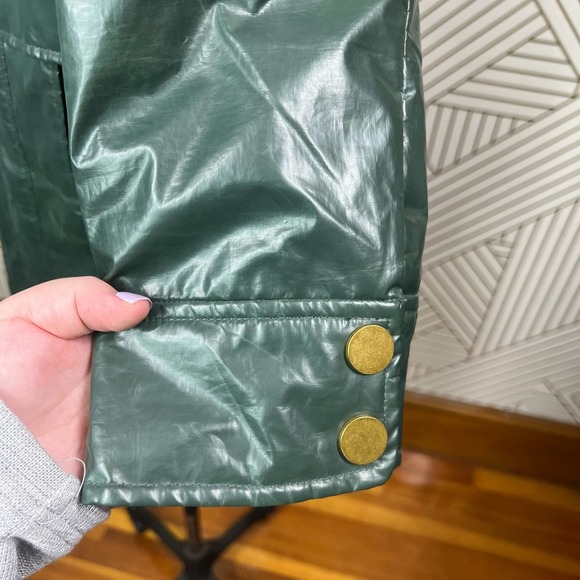 Tory Burch Green Patent Quilted Mid-Length Coat Jacket Size US 12 - Picture 7 of 12